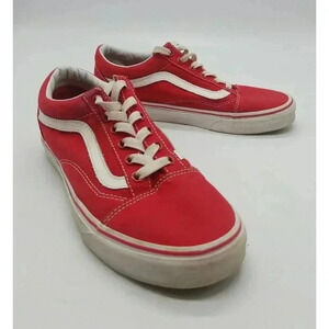 Vans Old Skool Red White Lace Up Low Top Skate Sneakers Men's 6.5 Women’s 7.5